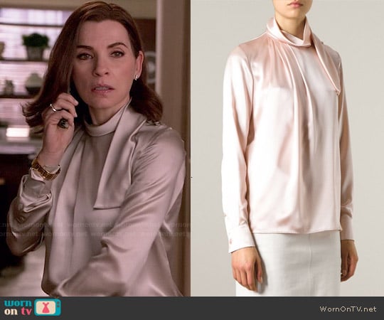 Salvatore Ferragamo Draped Collar Blouse worn by Alicia Florrick (Julianna Margulies) on The Good Wife