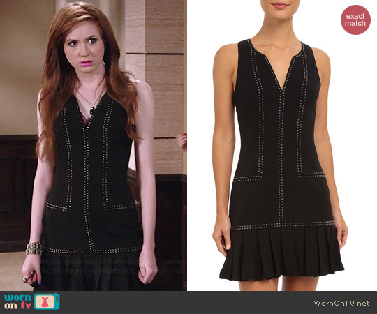 Sam Edelman Pleated Dress with Studs worn by Karen Gillan on Selfie