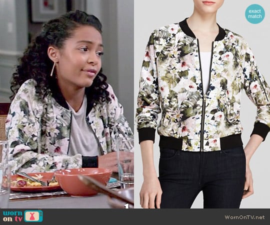 Sanctuary Flora Bomber Jacket worn by Zoey Johnson (Yara Shahidi) on Black-ish