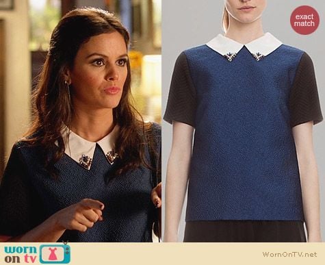 Sandro Color Block Embellished Top worn by Rachel Bilson on Hart of Dixie