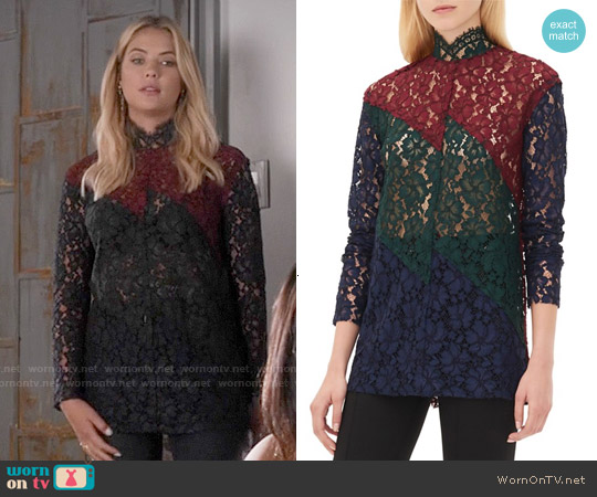 Sandro Elda Lace Top worn by Hanna Marin (Ashley Benson) on Pretty Little Liars