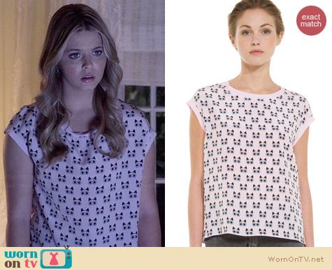 Sandro 'Chat' Cat Print Tee worn by Sasha Pieterse on PLL