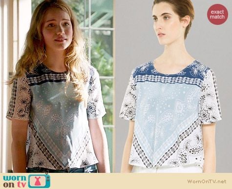 Sandro Elise Print Top worn by Willa Fitzgerald on Royal Pains