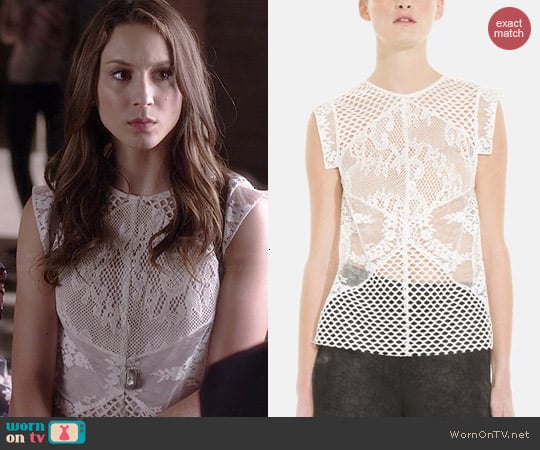 Sandro Entoure Mix Media Top worn by Troian Bellisario on PLL