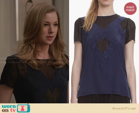 Sandro Epithete Silk Top worn by Emily VanCamp on Revenge