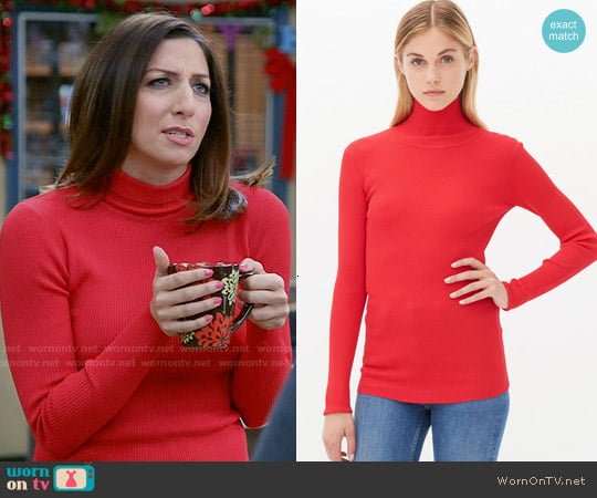 Sandro Sirine Sweater in Red worn by Gina Linetti (Chelsea Peretti) on Brooklyn Nine-Nine