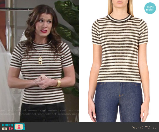 Sandro Striped Knited T-shirt worn by Chelsea Lawson (Melissa Claire Egan) on The Young and the Restless