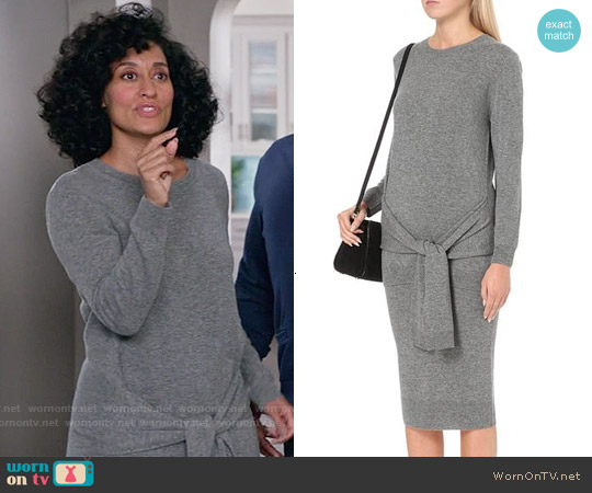 Sandro Tie Waist Sweater Dress worn by Rainbow Johnson (Tracee Ellis Ross) on Black-ish