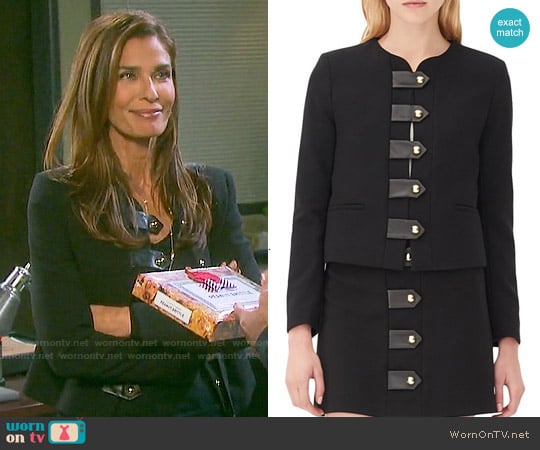 Sandro 'Vinnie' Leather Tab Jacket worn by Hope Williams (Kristian Alfonso) on Days of our Lives