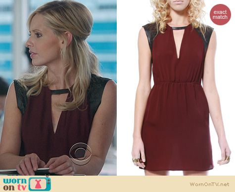 Sarah Michelle Gellar Fashion: Cynthia Vincent Leather Etched Mini Dress worn on The Crazy Ones