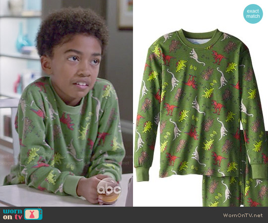 Sara's Prints Classic Two-Piece Long Pajamas in Dinosauric worn by Jack Johnson (Miles Brown) on Black-ish