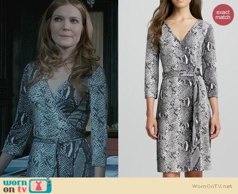 Fashion of Scandal: Diane von Furstenberg Julian Grey Snake Dress worn by Darby Stanchfield