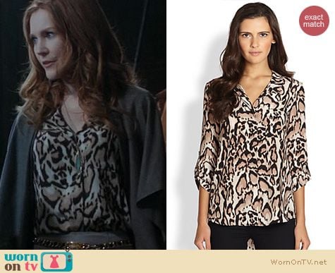 Scandal Fashion: Diane von Furstenberg Lorelei Leopard print blouse worn by Darby Stanchfield