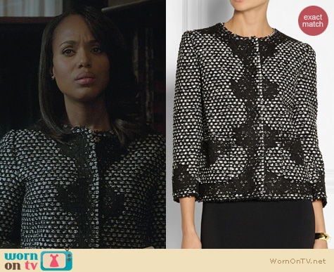 Fashion of Scandal: Docle & Gabbana Lace Applique Tweed Jacket worn by Kerry Washington