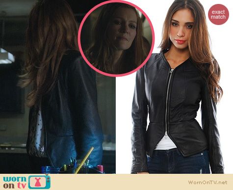 Fashion of Scandal: Faith Conexion Zipped Leather Jacket worn by Darby Stanchfield