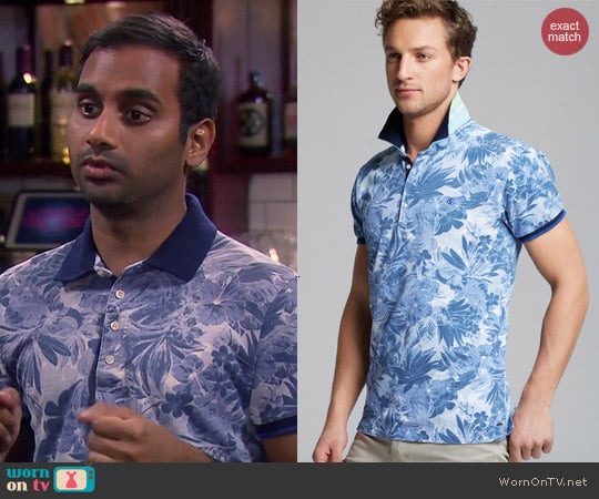 Scotch & Soda Floral Pique Polo worn by Aziz Ansari on Parks & Rec