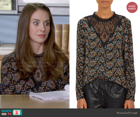 Sea Brocade-Print Lace Top by Sea worn by Annie Edison (Alison Brie) on Community