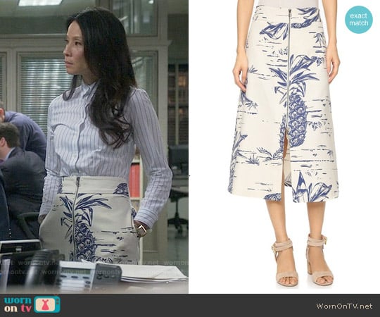 Sea Pineapple Zip Skirt worn by Joan Watson (Lucy Liu) on Elementary