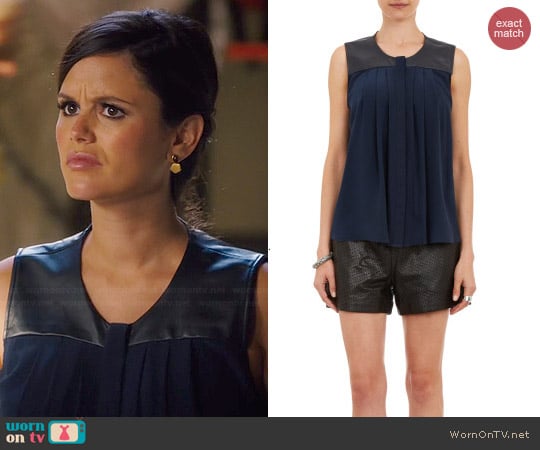 Sea sleeveless top with leather panels worn by Rachel Bilson on Hart of Dixie