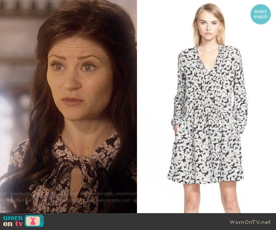 Sea Tie Neck Daisy Print Silk Dress worn by Belle (Emilie de Ravin) on Once Upon A Time