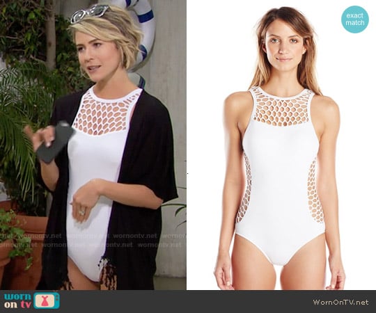 Seafolly Mesh About High Neck One Piece Swimsuit worn by Caroline Spencer (Linsey Godfrey) on The Bold and the Beautiful