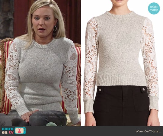 See by Chloe Lace Knit Sweater worn by Sharon Newman (Sharon Case) on The Young and the Restless