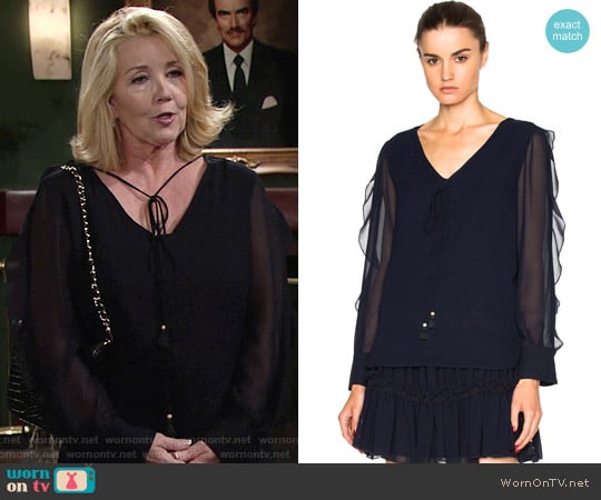 See by Chloe Sheer Sleeve Top worn by Nikki Reed Newman (Melody Thomas-Scott) on The Young and the Restless