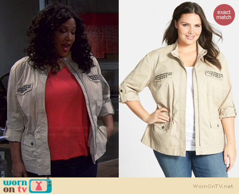 Sejour Megan Studded Roll Sleeve Jacket worn by Kym Whitley on Young & Hungry