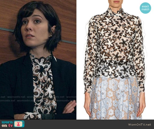 Self Portrait Line Floral Lace Top worn by Laurel Healy (Mary Elizabeth Winstead) on BrainDead