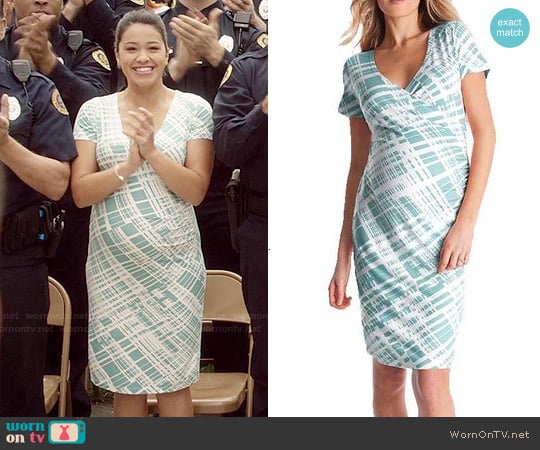 Seraphine Abella Ruched Faux Wrap Maternity Nursing Dress worn by Jane Villanueva (Gina Rodriguez) on Jane the Virgin