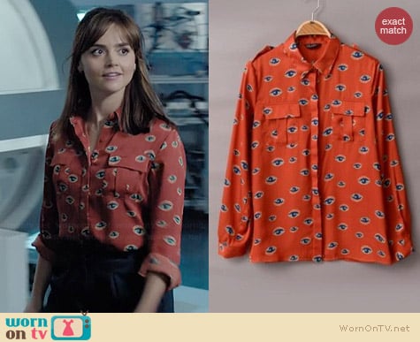 Shalex Eyes Shirt in Orange worn by Jenna Coleman on Doctor Who