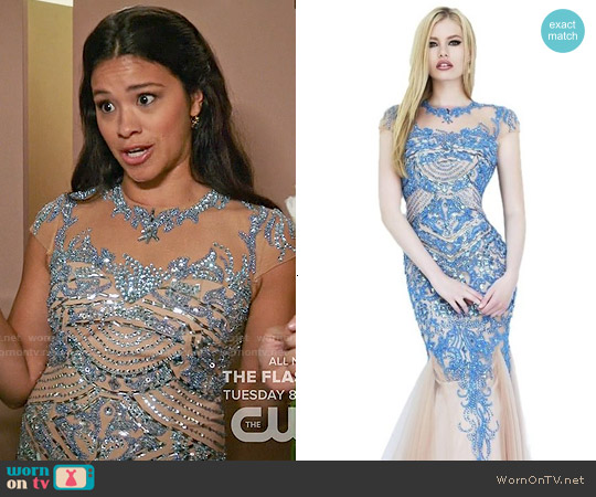 Sherri Hill 1939 Dress in Blue worn by Jane Villanueva (Gina Rodriguez) on Jane the Virgin