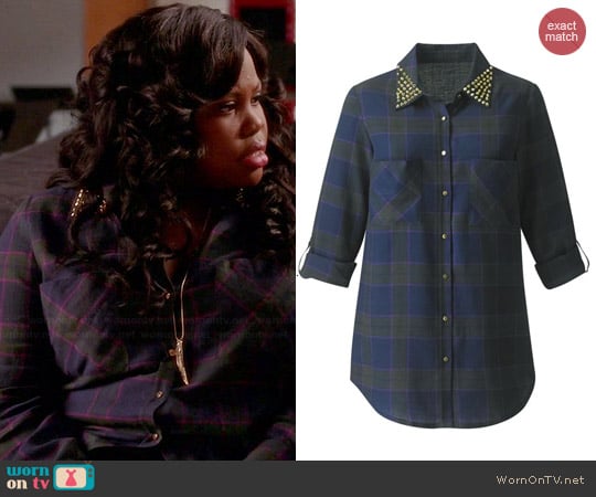 Simply Be Stud Check Shirt worn by Amber Riley on Glee