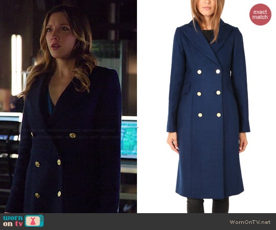 Smythe Reefer Coat in Royal Blue worn by Katie Cassidy on Arrow