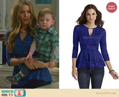 Sofia by Sofia Vergara for K-Mart Chain Knit Top in Blue worn on Modern Family