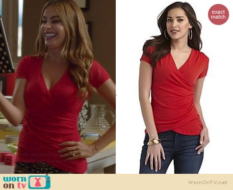 K-Mart Sofia Vergara Faux Wrap Top worn by Sofia Vergara on Modern Family