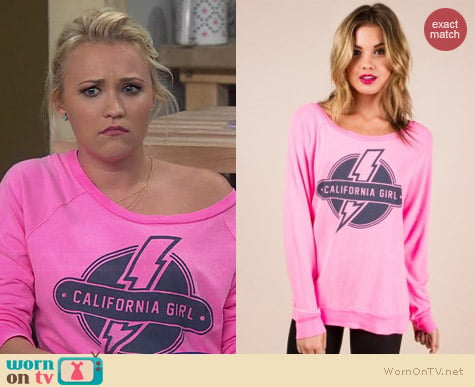 Sol Angeles Bolt California Girl Pullover worn by Emily Osment on Young & Hungry