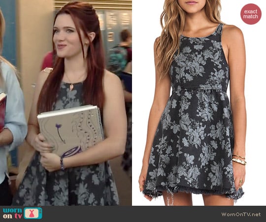 Some Days Lovin Showdown Floral Denim Mini Dress worn by Katie Stevens on Faking It