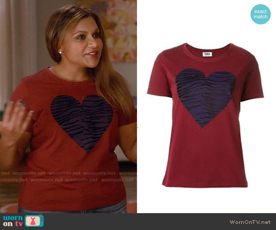 Sonia by Sonia Rykiel Heart Tee worn by Mindy Lahiri (Mindy Kaling) on The Mindy Project