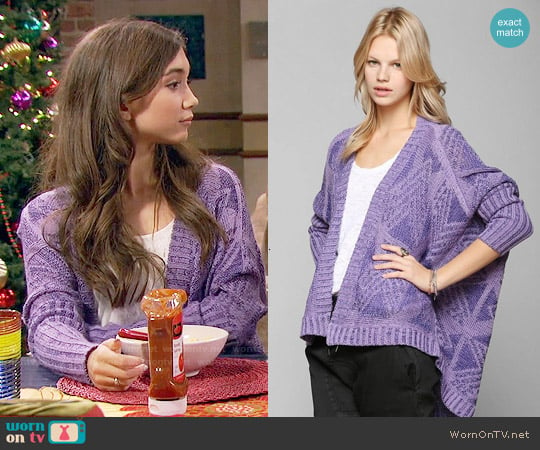 Sparkle & Fade Geo-Plaited Open Cardigan worn by Riley Matthews (Rowan Blanchard) on Girl Meets World