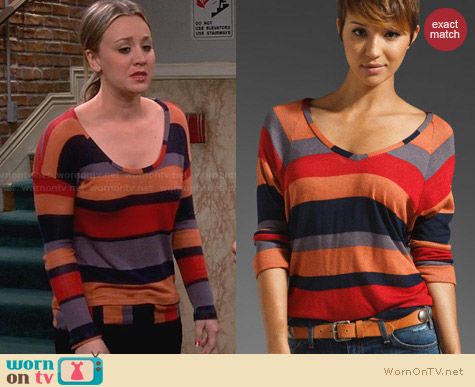 Splendid Barcelone Stripe Top in TerraCotta worn by Kaley Cuoco on The Big Bang Theory