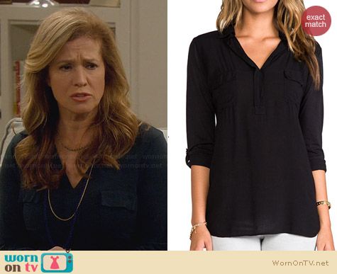 Splendid Black Shirting Top worn by Nancy Travis on Last Man Standing