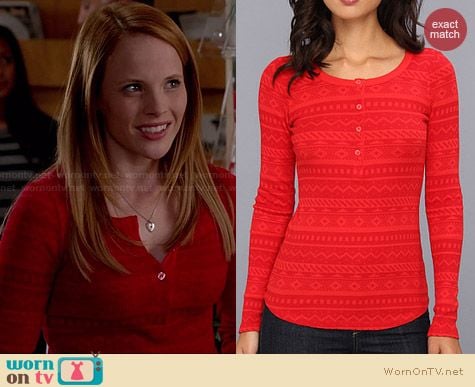 Splendid Fair Isle Thermal Henley Tee worn by Katie Leclerc on Switched at Birth