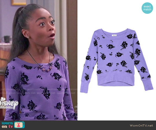 Splendid Girls Floral Sweatshirt worn by Zuri Ross (Skai Jackson) on Jessie