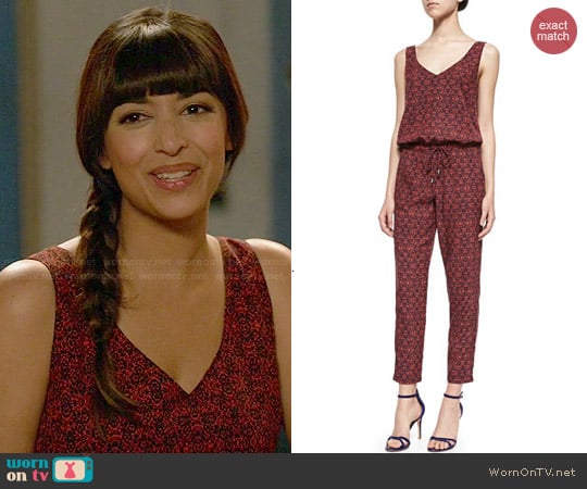 Splendid Gingham Flower Print Jumpsuit worn by Cece Parekh (Hannah Simone) on New Girl