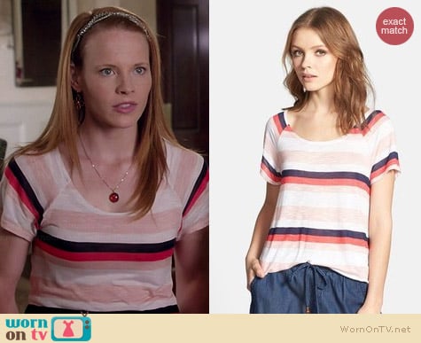 Splendid Horizon Stripe Tee worn by Katie Leclerc on Switched at Birth