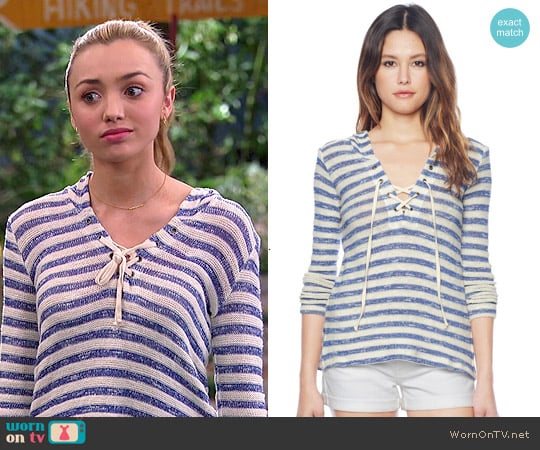 Splendid Ohana Stripe Hoodie worn by Emma Ross (Peyton List) on Bunkd