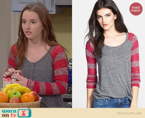 Splendid Pointelle Stripe Sleeve Henley worn by Kaitlyn Dever on Last Man Standing