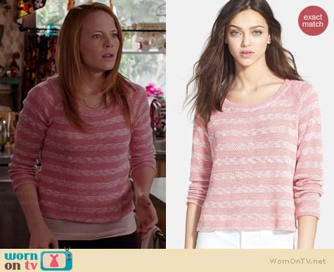 Splendid Sierra Knit Stripe Pullover in Desert Rose worn by Katie Leclerc on Switched at Birth