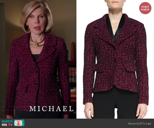 St John Collection 2 Button Blazer in Boysenberry worn by Christine Baranski on The Good Wife